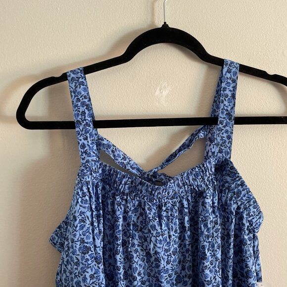 Old Navy Women L Blue Floral Boho Square Neck Tie-Back Cami Swing Blouse NWT - Picture 5 of 12